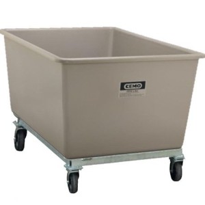 Bacs polyester fibre de verre Cemo rectangulaire sur roulettes - Couleur Gris
