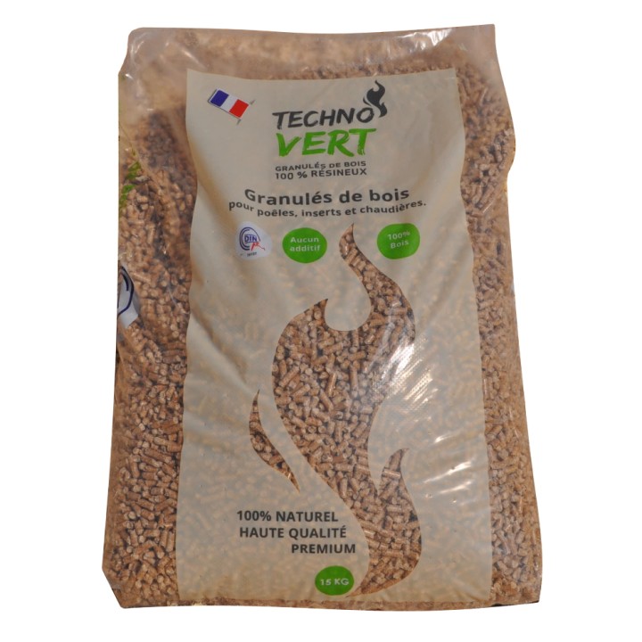 Pellets / Granulés de bois Français DIN+ en palette - Techno Vert