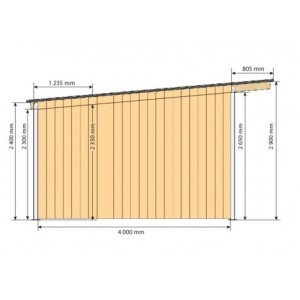 Abri simple pente larg. 4 m x prof. 4 m La Gée Cheval