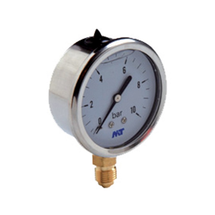 Manomètre, inox à bain glycérine, raccord vertical 1/4"