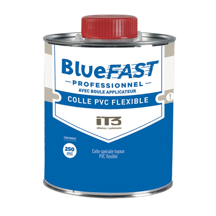 Colle "Bluefast", spéciale PVC souple, séchage rapide, pot métal