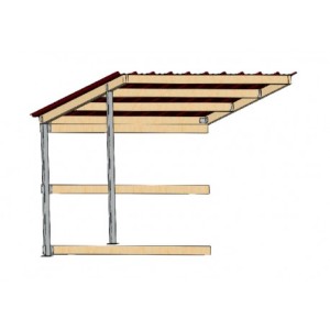 Extension pour abri simple pente prof. 4 m x larg. 4 m La Gée Cheval