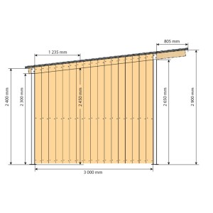 Abri simple pente larg. 4 m x prof. 3 m La Gée Cheval
