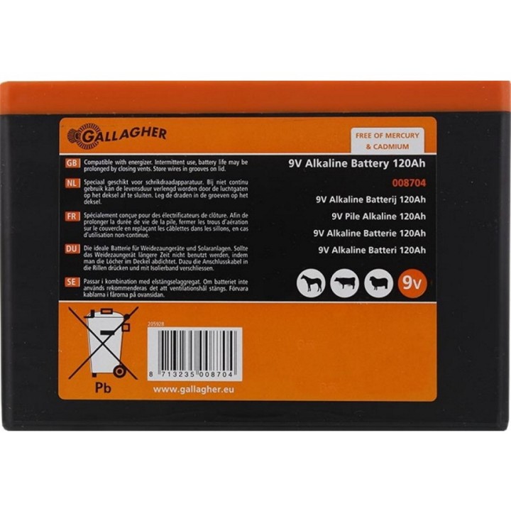 Pile Powerpack 9 Volt 120 Ah Gallagher