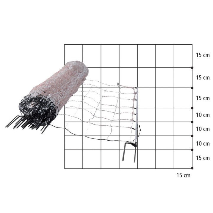 Filet moutons Turbo blanc double pointe haut. 90 cm, rouleau de 50 m Gallagher