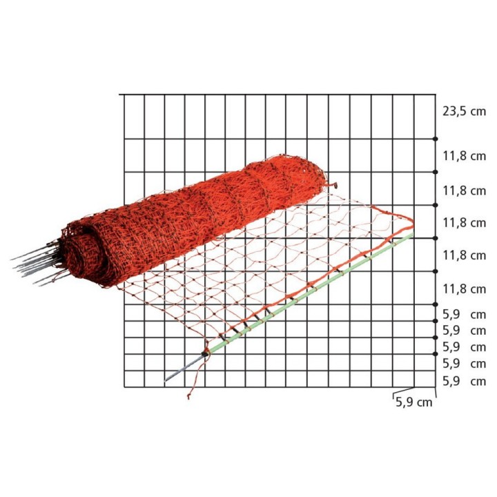 Filet poulets et volailles orange pointe simple haut. 112 cm, rouleau de 50 m Gallagher