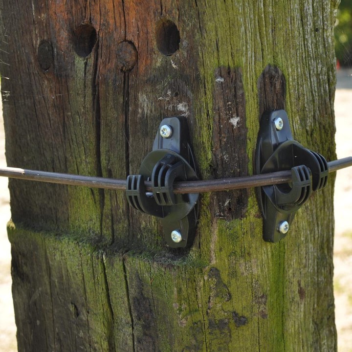 Isolateur de soutien noir W Super pour fil acier Gallagher