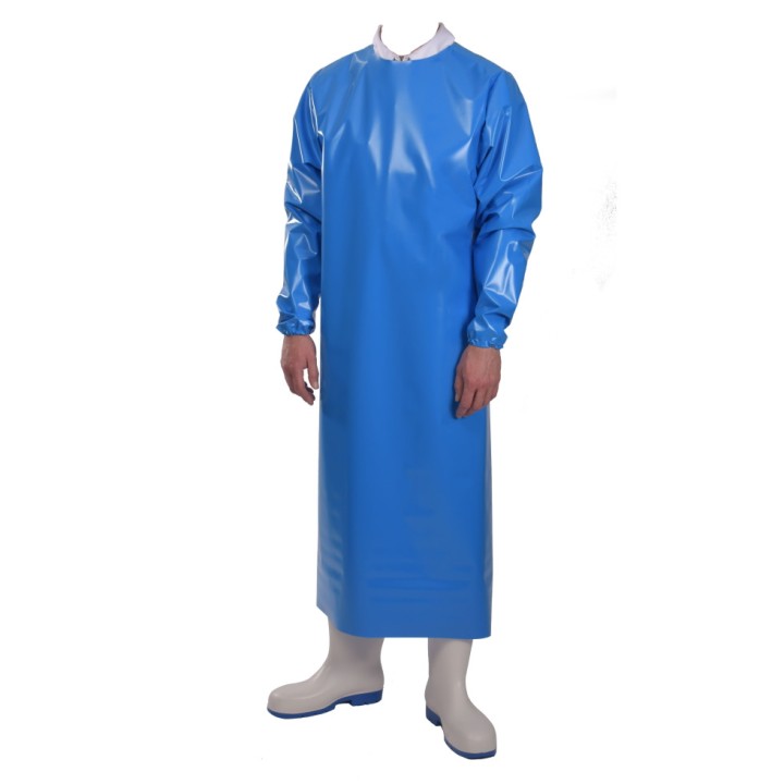 Tablier en polyuréthane à manches 200 µ Delta bleu - Manulatex