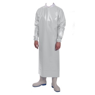 Tablier en polyuréthane à manches 200 µ Delta blanc - Manulatex