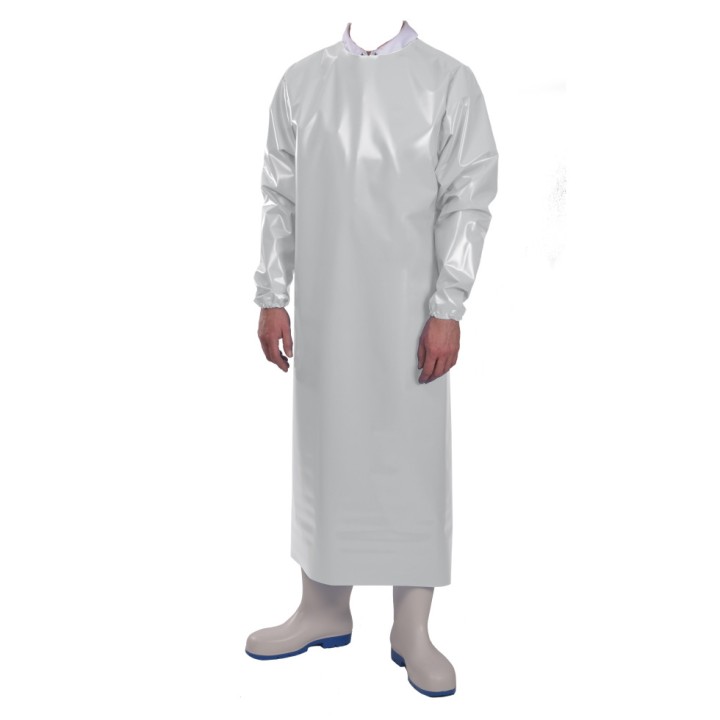 Tablier en polyuréthane à manches 200 µ Delta blanc - Manulatex