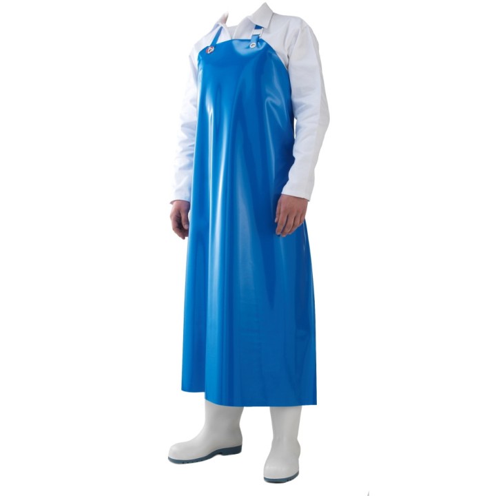Tablier en vinyle 350 µ Yankee bleu long. 115 cm - Manulatex