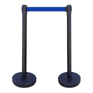 Kit 2 poteaux Viso noirs éco - sangle bleue 2 m