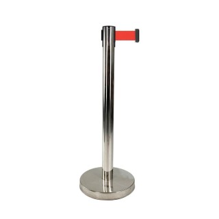 Poteau Viso inox chromé - sangle rouge 2 m