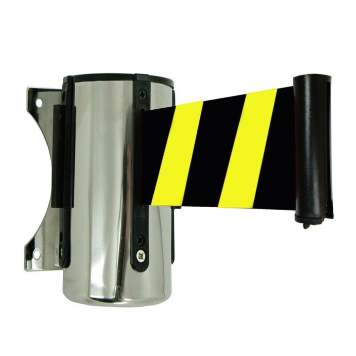 Enrouleur mural Viso - sangle noire-jaune 2 m