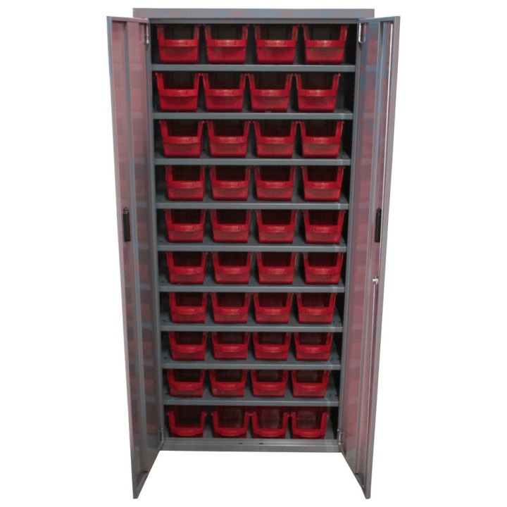 Armoire Viso 2 portes - 9 tablettes - 40 bacs 4L rouge