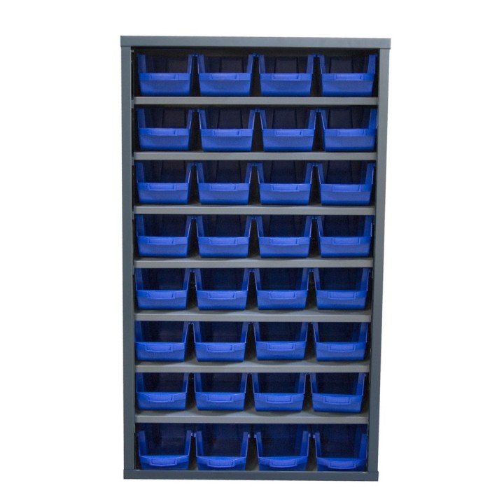Armoire Viso sans portes - 7 tablettes - 32 bacs 10L bleu