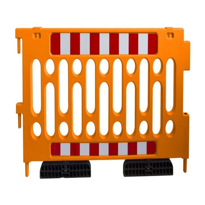 Barrière police Viso polypro + pieds + bandes réfléchissante - Orange