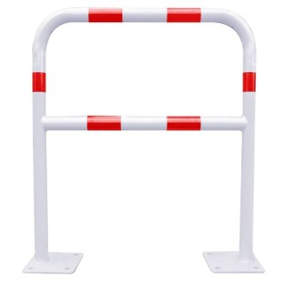 Barrière sécurité Viso avec platine et fixations - tube Ø 40 mm - rouge-blanc L 1500 x H1000 mm