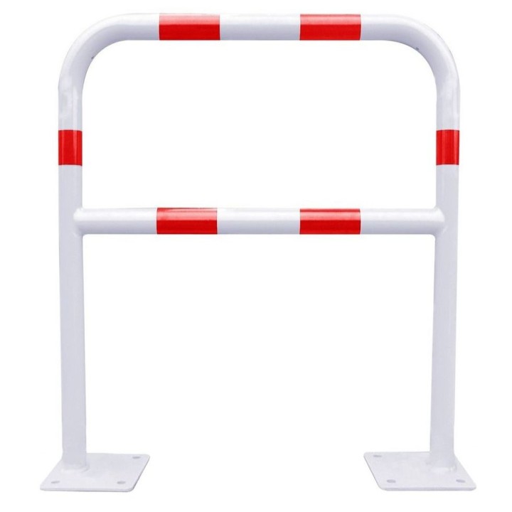 Barrière sécurité Viso avec platine et fixations - tube Ø 40 mm - rouge-blanc L 1500 x H1000 mm