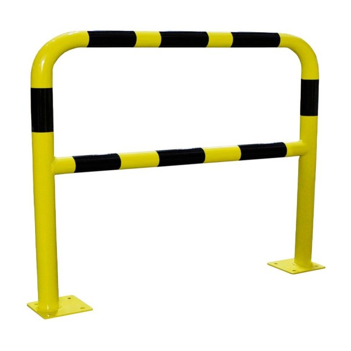 Barrière sécurité Viso avec platine et fixations - tube Ø 40 mm - noire-jaune L 2000 x H1000 mm