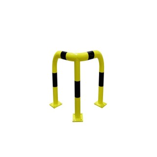 Barrière de protection d'angle Viso acier avec platine - tube Ø 76 mm - noire-jaune L 600 x 600 x H600 mm