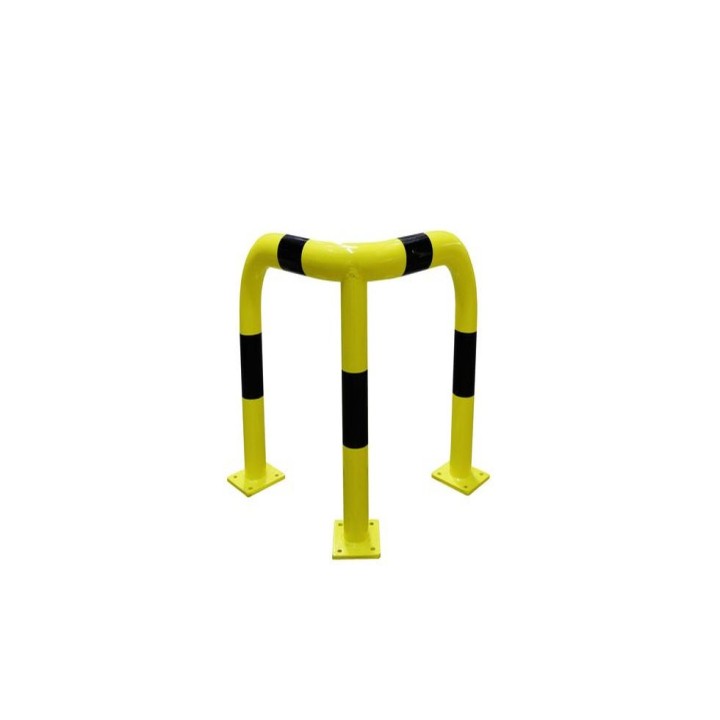 Barrière de protection d'angle Viso acier avec platine - tube Ø 76 mm - noire-jaune L 600 x 600 x H600 mm