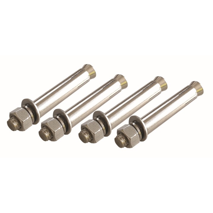 Lot de 4 fixations boulons + chevilles Viso Inox 304 - Ø 12 mm - L100 mm pour barrières
