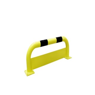 Barrière de protection Viso acier avec platine et plaque anti-encastrement - tube Ø 76mm - noir-jaune L 1000 x H 350 mm