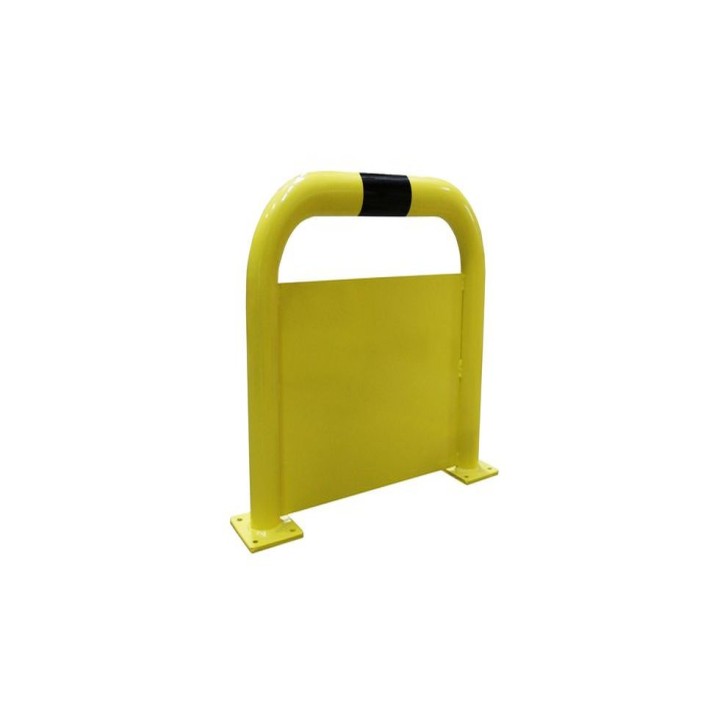 Barrière de protection Viso acier avec plaque anti-encastrement - tube Ø 76mm - noir/jaune L 750 x H 600 mm