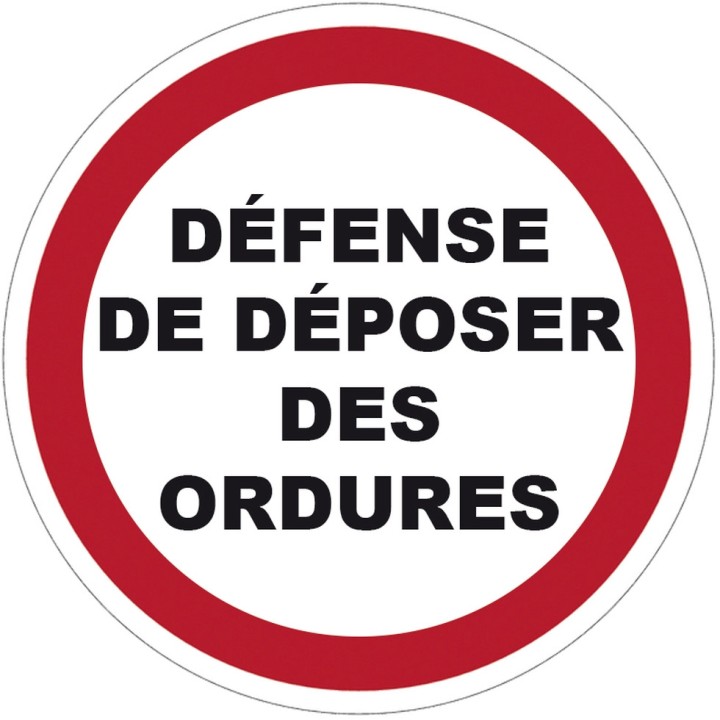 Panneau PVC Viso : DEFENSE DE DEPOSER DES ORDURES - lot de 5