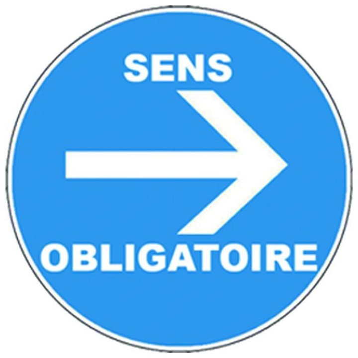 Panneau PVC Viso : SENS OBLIGATOIRE FLECHE DROITE - lot de 5