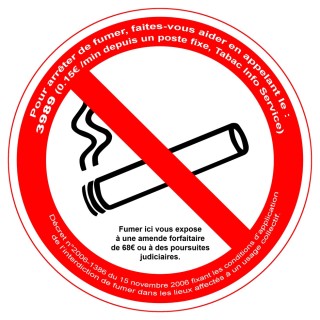 Panneau PVC Viso : INTERDICTION DE FUMER Ø 180 - lot de 5