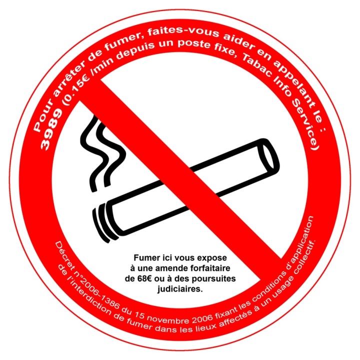 Panneau PVC Viso : INTERDICTION DE FUMER Ø 180 - lot de 5