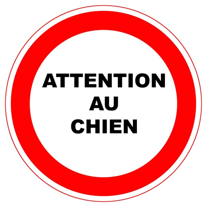 Panneau PVC Viso : ATTENTION AU CHIEN - Ø 180 - lot de 5