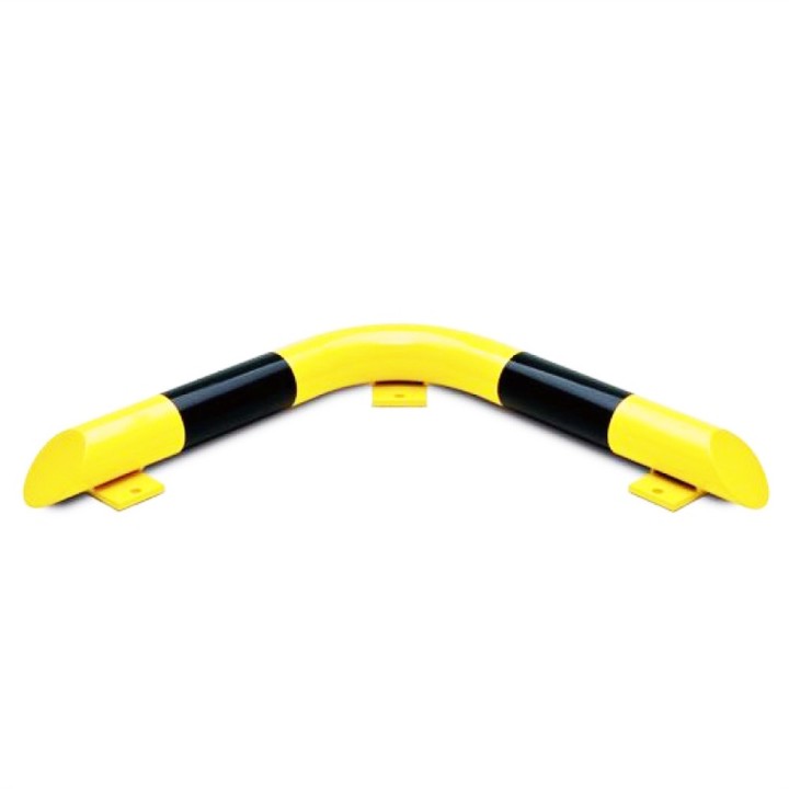 Butée d'angle anti-collision Viso acier avec platine - tube Ø 76 mm - noir - jaune