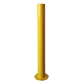 Poteau de protection Viso acier pour portail avec platine - tube Ø 159 mm - jaune