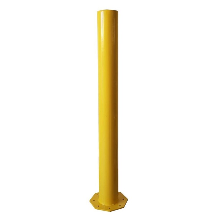 Poteau de protection Viso acier pour portail avec platine - tube Ø 159 mm - jaune