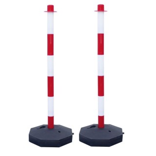 Lot de 2 Poteaux Viso plastique BUDGET - rouge-blanc