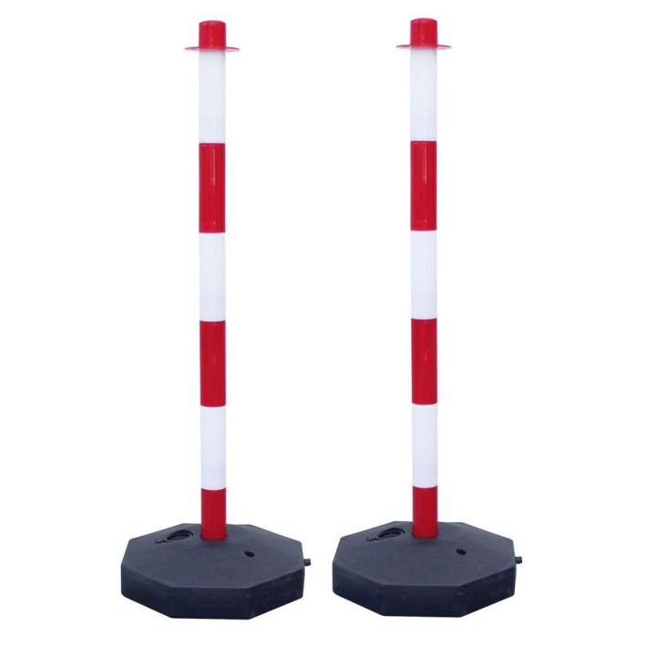 Lot de 2 Poteaux Viso plastique BUDGET - rouge-blanc