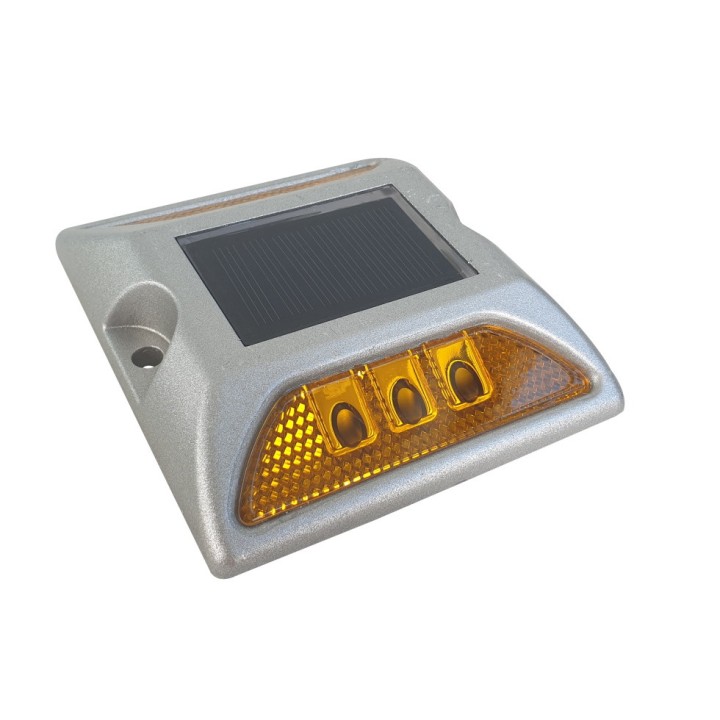 Plot solaire Viso 3 LED orange par coté - à fixer ou à coller