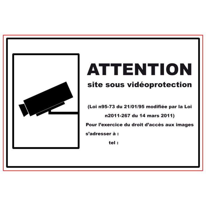 Panneau PVC Viso : SITE SOUS VIDEO PROTECTION - Lot de 5