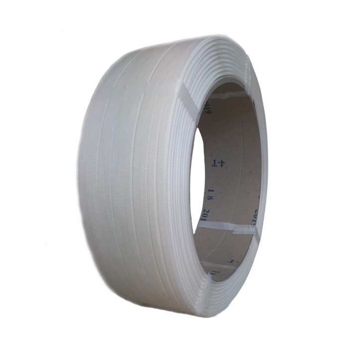 Feuillard polypropylène blanc grainé larg. 12 mm - Ep. 0,7 mm - Long 2000 m