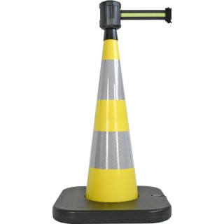 Cône lesté Viso jaune avec base à lester et boitier étanche - sangle 2 m x 50 cm -Noire-jaune-noire