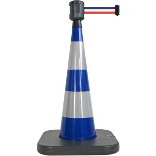 Cône lesté Viso bleu avec base à lester et boitier étanche - sangle 4 m x 50 cm - Bleue-blanc-rouge