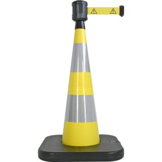 Cône lesté Viso jaune avec base à lester et boitier étanche - sangle 4 m x 50 cm - Logo "Danger"