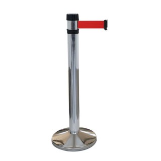 Poteau Viso chromé - sangle 4,3 m x 5 cm - rouge