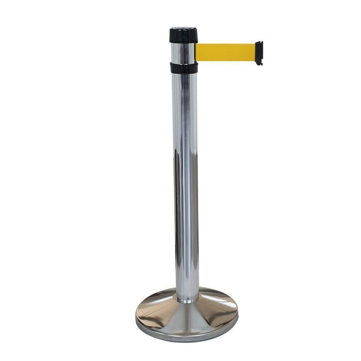 Poteau Viso chromé - sangle 4,3 m x 5 cm - jaune