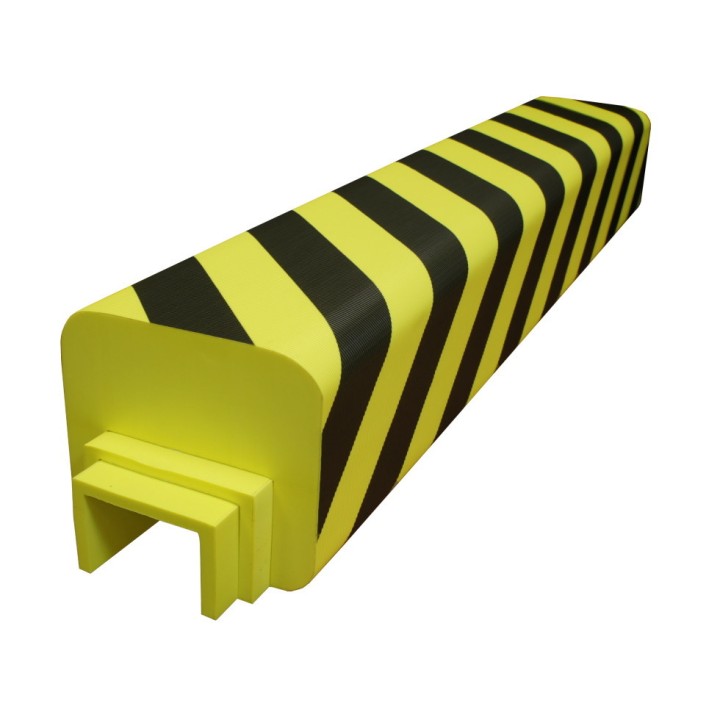 Protection Viso pour pieds d'échelles de racks 80-100-120 mm - Ouverture 180 x 160 mm- mousse - noir-jaune