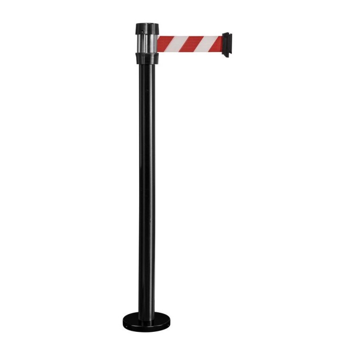 Poteau de guidage Viso RSF2 noir à fixer - sangle rouge-blanche - 2 m
