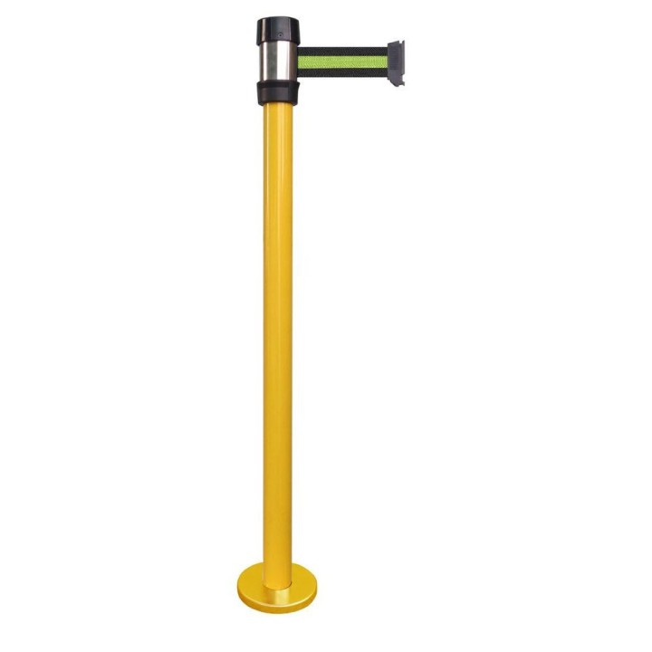 Poteau de guidage Viso RSF2 jaune à fixer - sangle noire-jaune-noire - 2 m